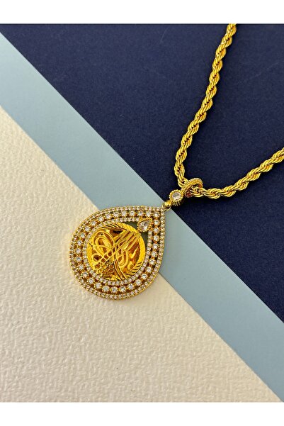 JEICON ATELIER 22 Ayar Altın Kaplama Zirkon Taşlı Küçük Boy Damla Tuğralı Kol...