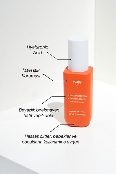 Soapy Co SPF 50+ PA++++ Hybrid Sun Cream - Blue, 50mL, Protected for All Skin Types