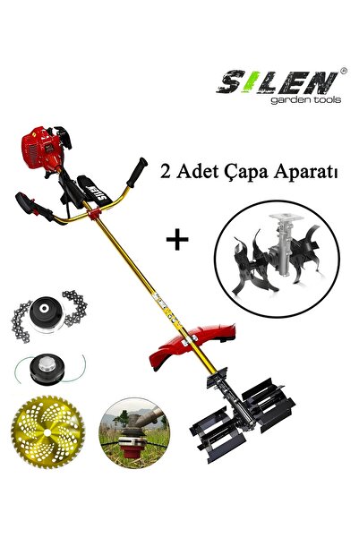SilenGardenTools Benzinli Yan Tırpan Toprak Çapalama Aparatı 2 Adet Zincirli ...