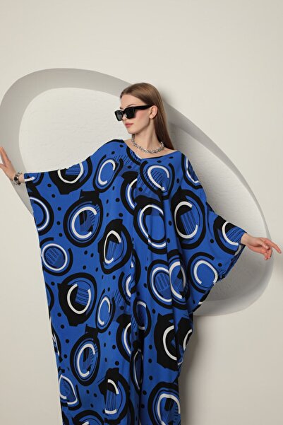 lovebox Жіноче плаття оверсайз з рукавами-крилами та геометричним візерунком з віскози - Новий сезон