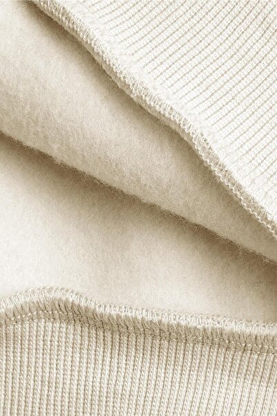 Millionaire Women's Off-White Cream Ecru 1997 Printed 0 Crew Neck Oversize Loose Loose Fit Fleece Sweatshirt