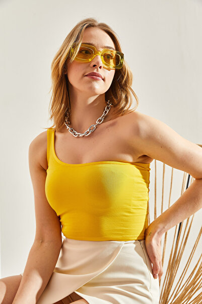 Bianco Lucci One Shoulder Women's Crop Tank -60251255