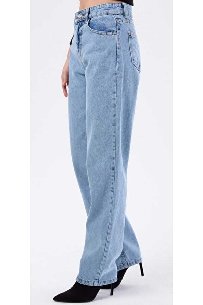 MAKRAS EXCLUSIVE Kadın 90's Kar Yıkama Yüksek Bel Comfort Likralı Denim Mom Kot Pantolon jeans