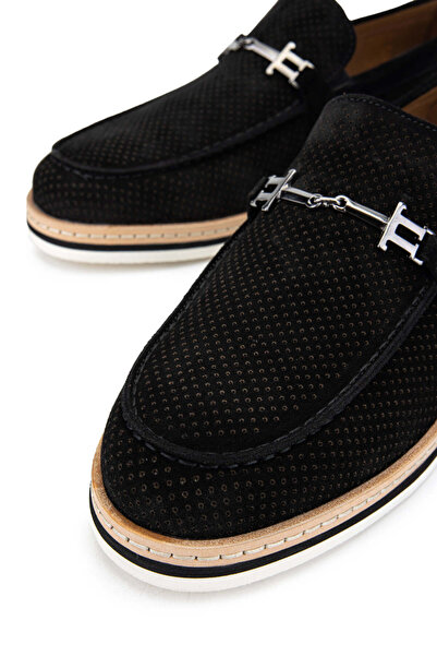 Tamer Tanca Мъжки мокасини от естествена кожа, черен велур