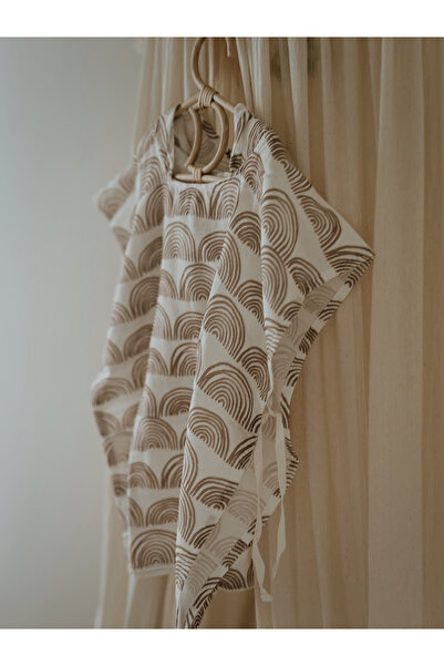 Organic Kahve Gökkuşağı Kapüşonlu Müslin Panço 1-5 Yaş