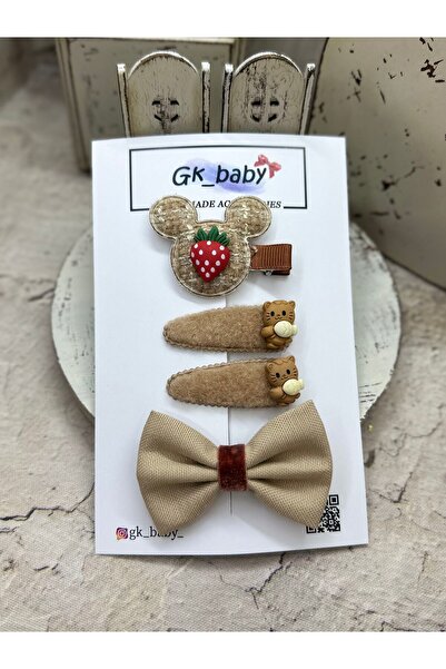 Dörtlü Mickey -çilekli çıt-çıt  Klips toka set