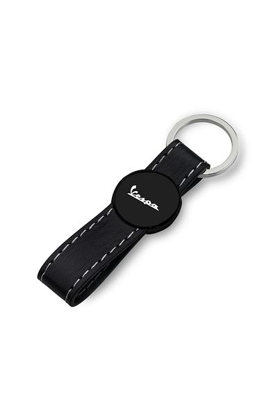 Modül Leather Keychain with Black Vespa Logo