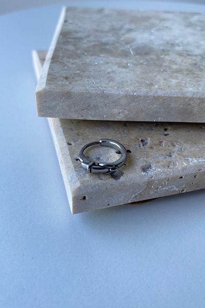 Jaida Moda Gray Vintage Gothic Steel Hoop Earrings - Unisex