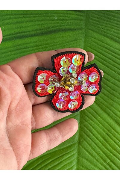 Gönülden Tasarım 5X5 CM TAŞLI PUL PAYETŞİ ÇİÇEK ARMA DİKİŞ GİYİM AKSESUARI AP...