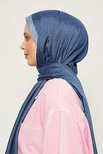 Levidor Bebe Mavisi Halka Desen Monogram Şal