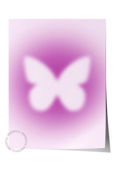 Postifull Aura Series NO:71 - Μωβ πεταλούδα και αγγελικός αριθμός έγχρωμη αφί...