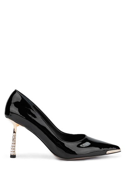 Tamer Tanca Vegan Women's Black Patent Leather Heeled Shoes