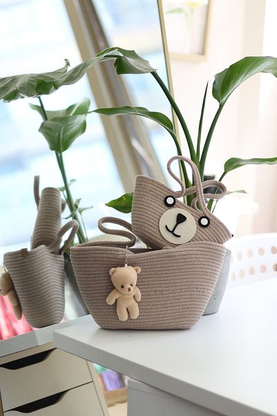 Moom Bag Beige Knitted - 2-Piece Mother and Daughter Handbag with Accessory Detail