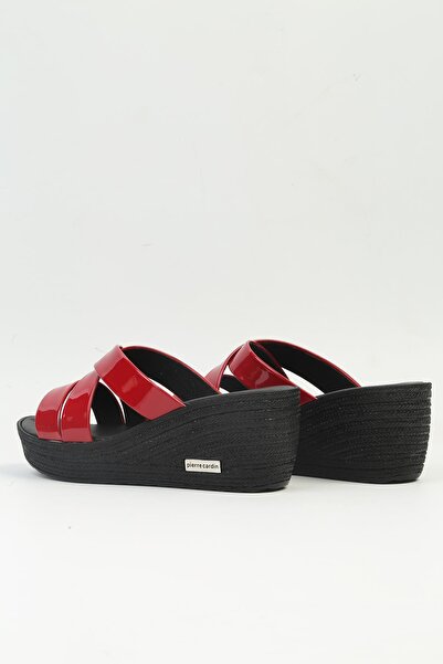 Pierre Cardin ® |   Pc-3505 - 4300 Patent Leather Red-Women's Wedge Heel Slippers