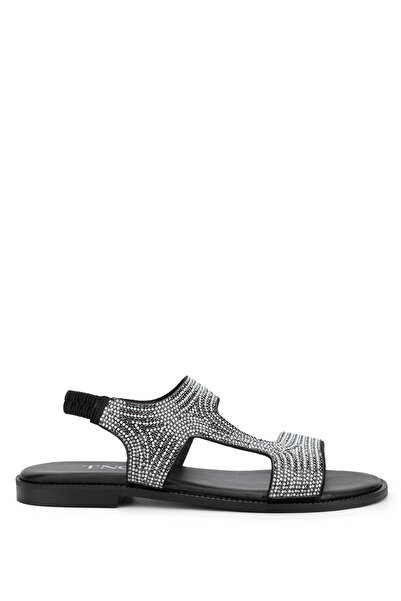 Tamer Tanca Black Genuine Leather Women's Sandals