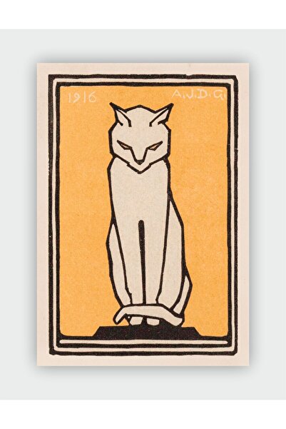 Julie de Graag Sitting Cat, 1916 Expressionism Art Wall Poster - Thick Paper - Frameless
