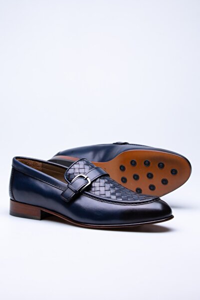 FARUK SAĞIN Navy Dale - Classic Shoes with Single Belt