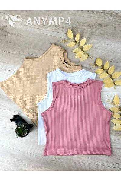 ÖZ PAMUK بلوزة نسائية قصيرة - 3 قطع، 100% قطن، قميص قصير