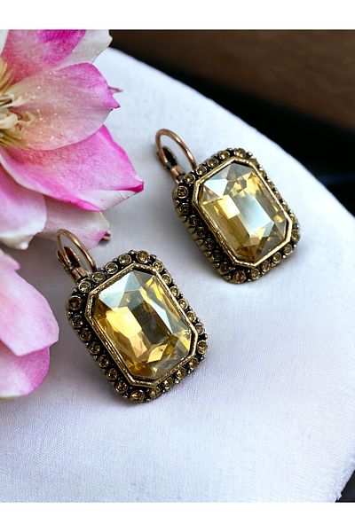 FAYRA ACCESSORIES Crystal Stone Detailed Baguette Earrings