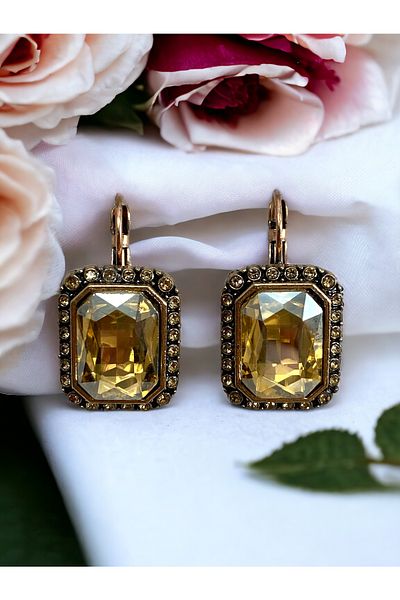 FAYRA ACCESSORIES Crystal Stone Detailed Baguette Earrings