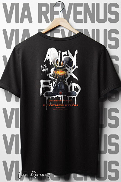 Vordevia Crni Oversize kroj Vanzemaljac Štampano okrugla kragna T-shirt