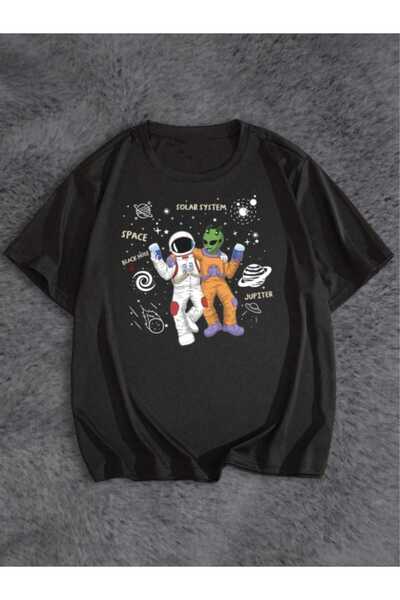 PERISENSE تي شيرت كبير الحجم مطبوع عليه كوكب الفضاء للجنسين