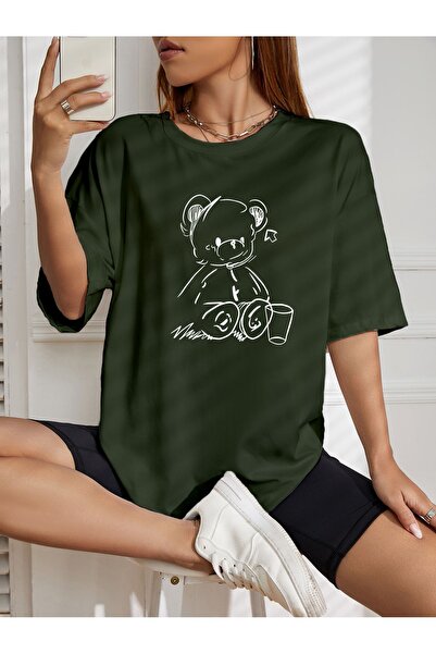 LAND MODA Μπλουζάκι Cute Bear Printed Oversize