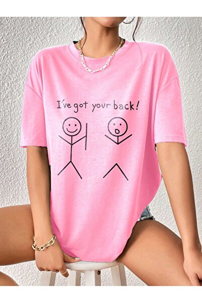 LAND MODA «Έχω την πλάτη σου!» Μπλουζάκι με στάμπα Oversize