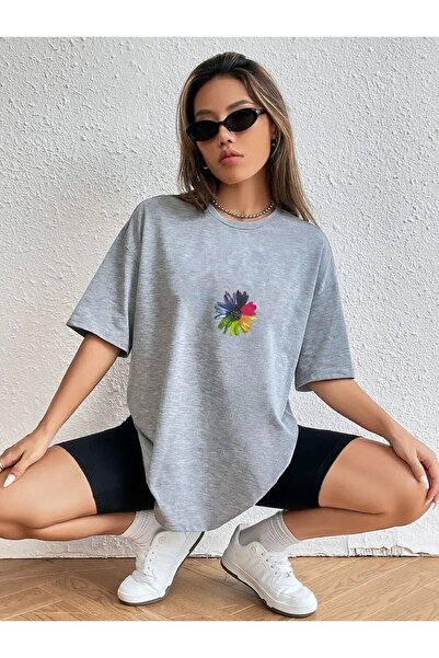 LAND MODA Colorful Floral Printed t-shirt