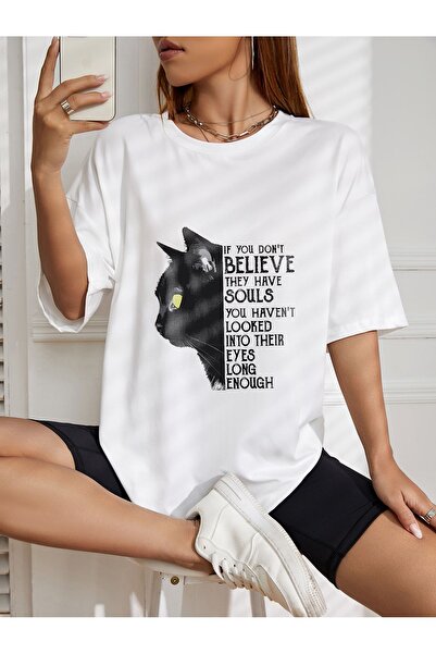 LAND MODA Μπλουζάκι με στάμπα μεγάλου μεγέθους "IF YOU DON'T BELIEVE THEY HAV...