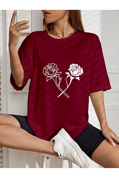 LOTS MODA Λευκό και μαύρο μπλουζάκι με στάμπα με λουλούδια