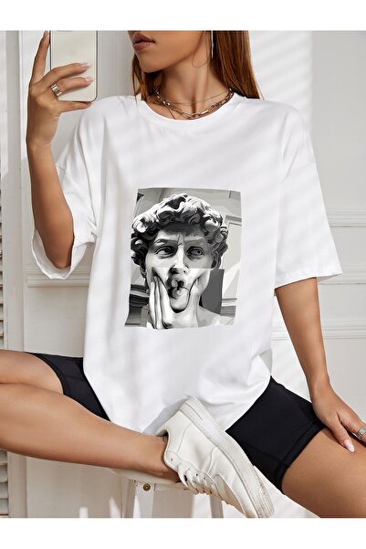 LAND MODA Μπλουζάκι Michelangelo's David Printed Oversize