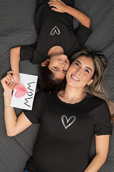 LOTS MODA Μπλουζάκι Mother and Daughter με στάμπα λευκής καρδιάς - Μονό, Προσ...