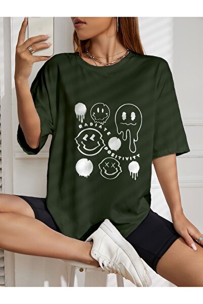 LOTS MODA Μπλουζάκι με στάμπα φάντασμα μεγάλου μεγέθους