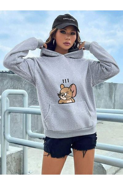 LAND MODA Φούτερ με στάμπα Tom&Jerry με κουκούλα