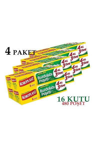 Koroplast Medium Size Refrigerator Bags - 4 Pieces 30 Pieces 16 Boxes (4 PACKS)