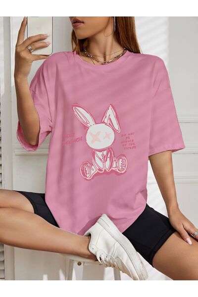 LAND MODA Μπλουζάκι με στάμπα Rabbit Oversize