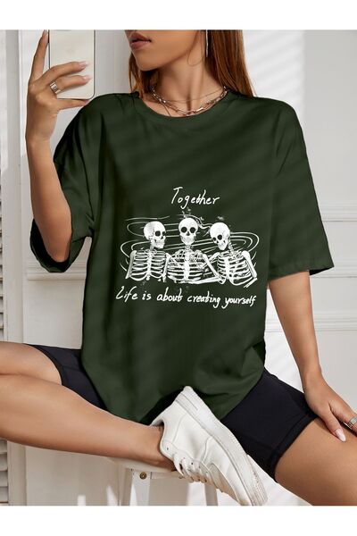 LAND MODA Оверсайз футболка з принтом - Разом