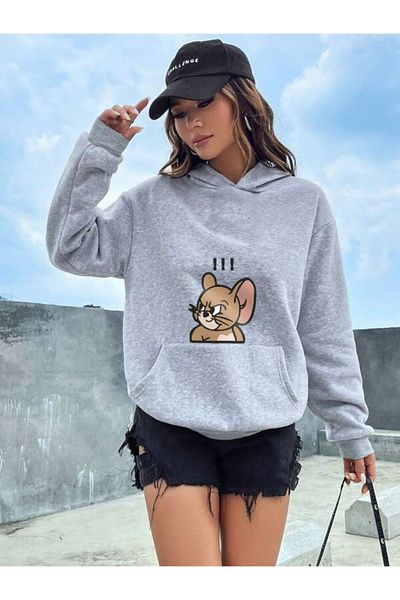 LAND MODA Φούτερ με στάμπα Tom&Jerry με κουκούλα