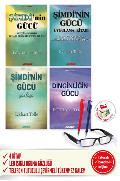 Akaşa Yayınları Eckhart Tolle 4 Kitap Set+Led gözlük+Alfa Kalem(Şimdi’nin Güc...