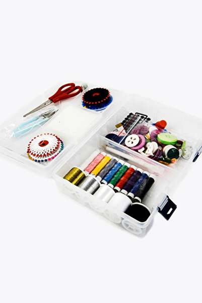 Genel Markalar Şeffaf Kutu Dikiş Seti İplik Seti Çoklu Dikiş Seti İğne Makas ...