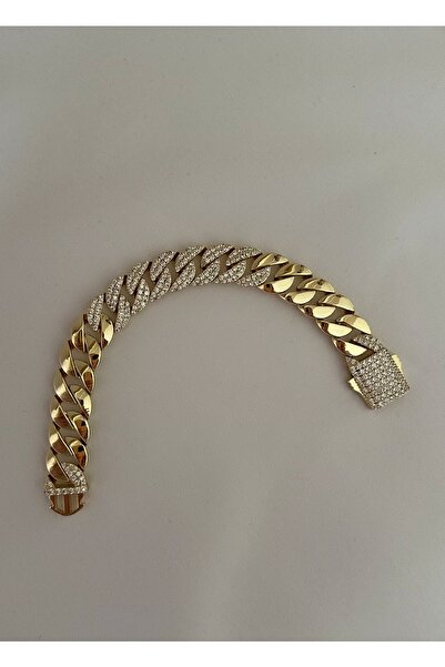 GURMET BİLEKLİK 14 AYAR ALTIN KAPLAMA KUYUMCU İŞÇİLİĞİ 19 CM