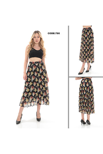 SORALLİNE Fusta de damă din șifon Empire Plisoley model Big Rose 786