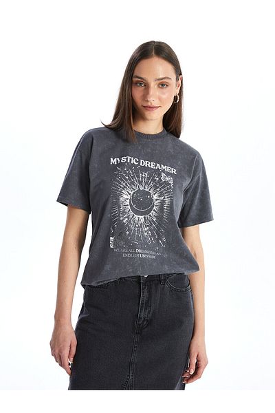 LC Waikiki Women's - Crew Neck Printed Short Sleeve T-Shirt