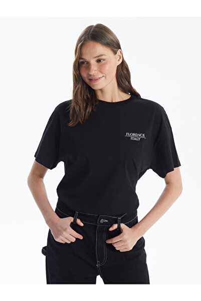 LC Waikiki Oversize dámské triko - výstřih, potištěný, krátký rukáv