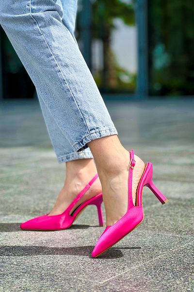 Buem Ultra Stylish Satin - Pointed Toe and Open Heel Casual Women's Heeled Shoes