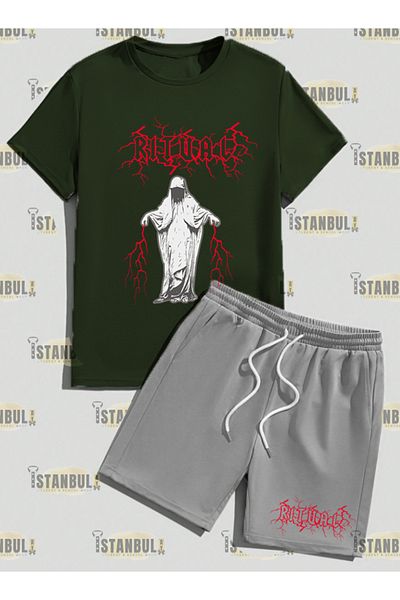 aynewmoda Terrible Yildirimli Printed T-shirt and Shorts Set