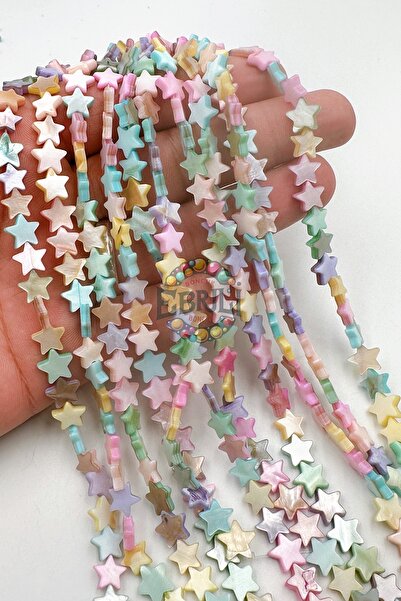 Ebruli Boncuk Doğal Renkli Sedef Boncuk Takı Yapımı Aksesuar Bead (1 Dizi)