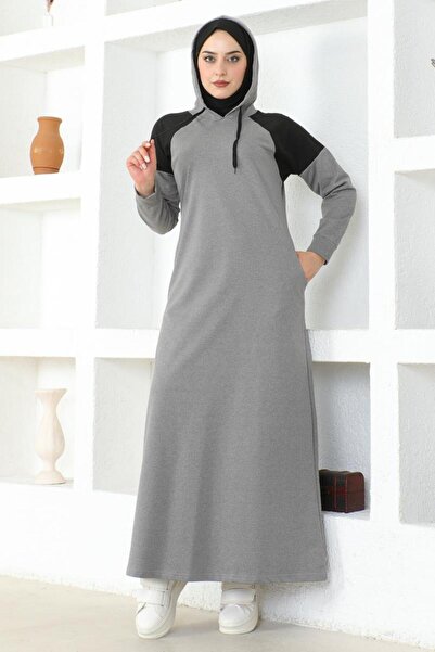 MG Γκρι Φόρεμα Μασούρι - Λεπτομέρεια στους ώμους