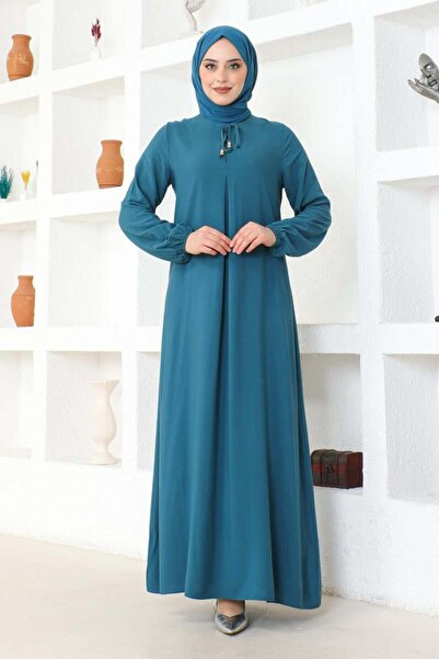 SGS O rochie din viscoză plisată PETROLE